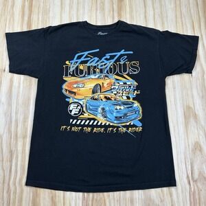 Y2K Fast & Furious Graphic T-Shirt Men size XL Black Movie T-shirt Drift Car